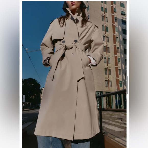 Zara Jackets & Blazers - Zara NWT long waterproof trench coat with belt camel 8073/258